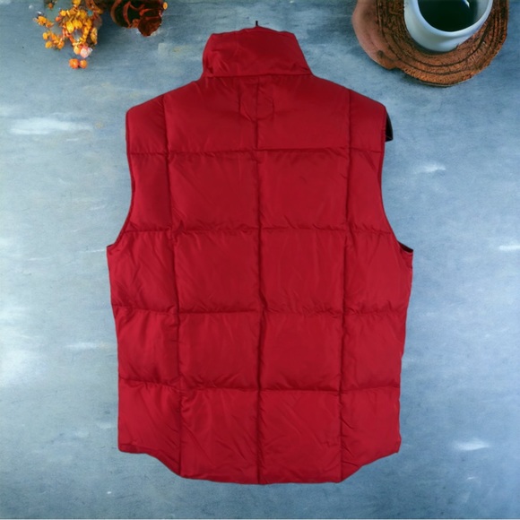 Lands End Red Down Fill Snap-Up Puffer Vest Jacket - Size Medium - Picture 6 of 9